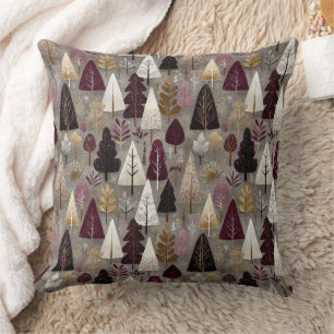 Coussin Motif de Noël de forêt hivernale élégant (10)