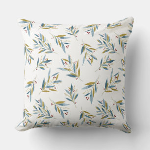 Coussin Motif de Noël d'hiver de Blue Gold Branches