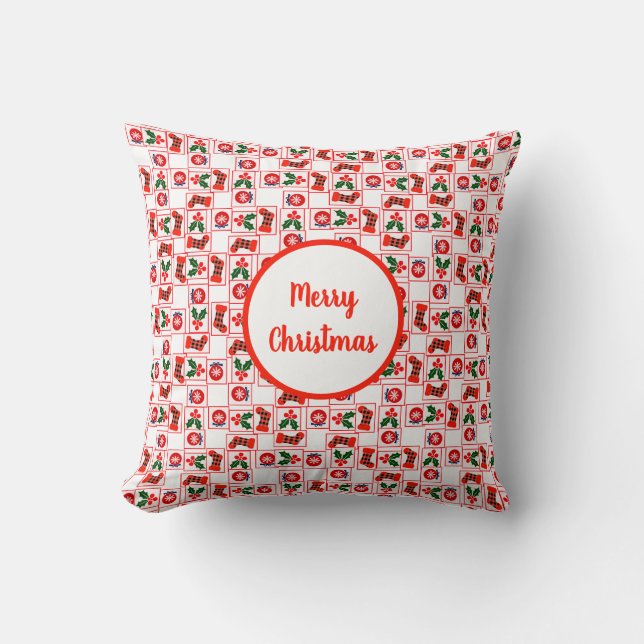 Coussin Motif de Noël festif (Recto)
