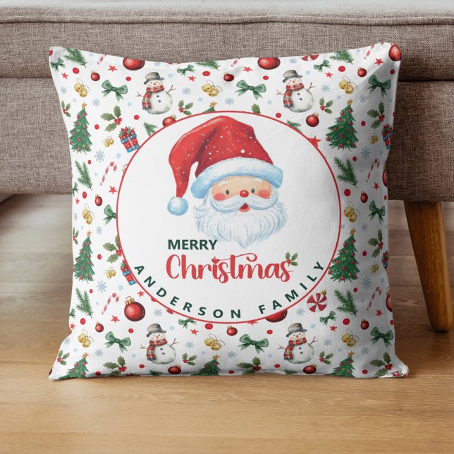 Coussin Motif de Noël Festif avec nom Joyeux Noël (Créateur téléchargé)