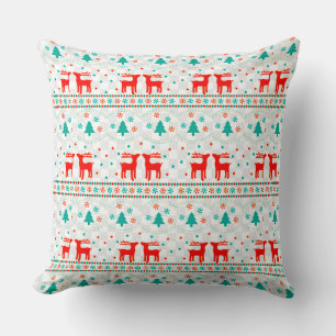 Coussin Motif de Noël festif avec rennes