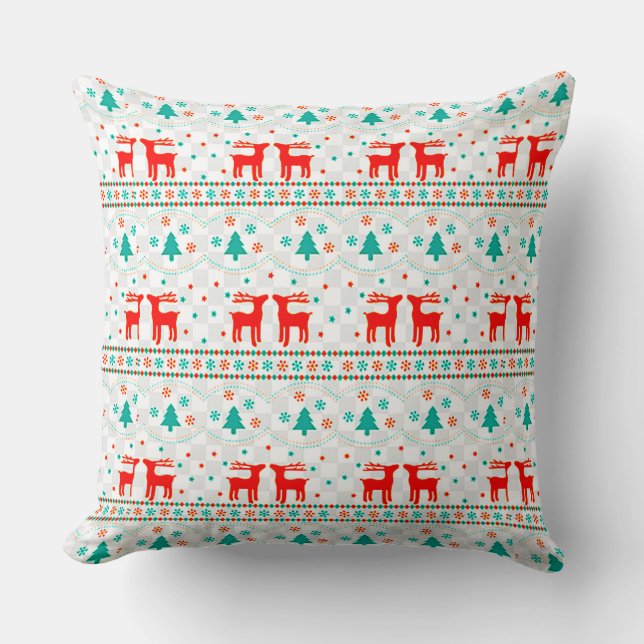 Coussin Motif de Noël festif avec rennes (Recto)