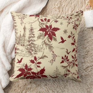Coussin Motif de Noël floral Poinsettia (8)