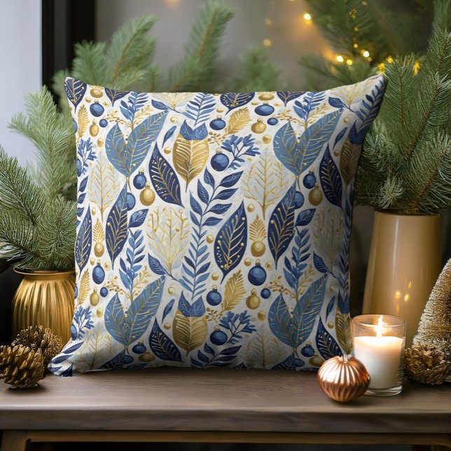 Coussin Motif de Noël Gold bleu#21 ID1009 (Créateur téléchargé)