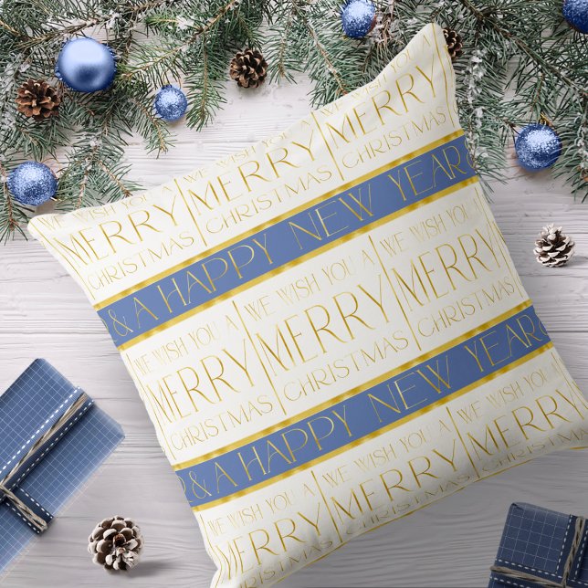 Coussin Motif de Noël Gold bleu#35 ID1009 (Créateur téléchargé)