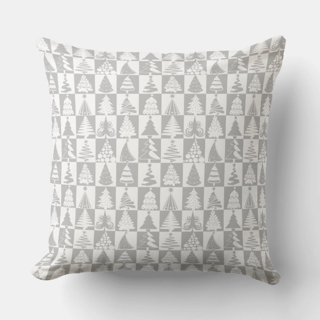 Coussin Motif de Noël gris argent moderne (Recto)