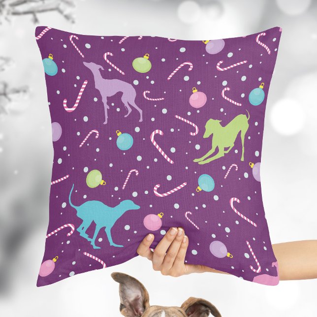 Coussin Motif de Noël Italien Greyhound Chien silhouette (Créateur téléchargé)