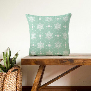 Coussin Motif de Noël Mint Green White