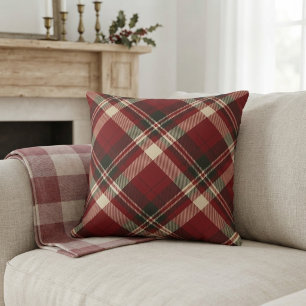 Coussin Motif de Noël moderne rouge beige