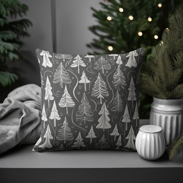 Coussin Motif de Noël noir blanc #6 ID1009 (Créateur téléchargé)