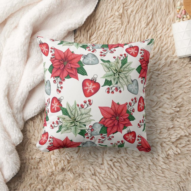Coussin Motif de Noël Poinsettia (Couverture)