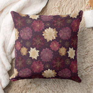 Coussin Motif de Noël Poinsettia Bourgogne (3)