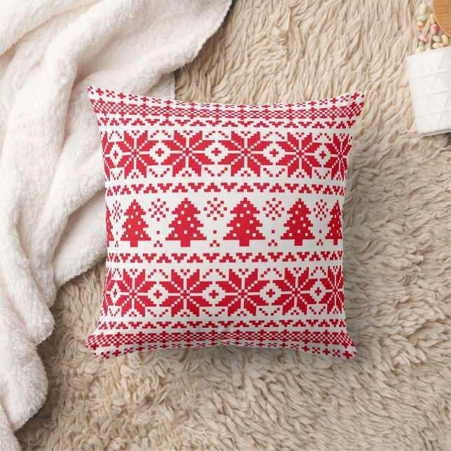 Coussin Motif de Noël rouge et blanc (Couverture)