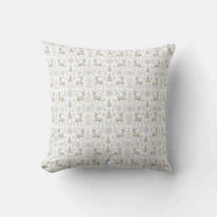 Coussin Motif de Noël rustique moderne argent/blanc