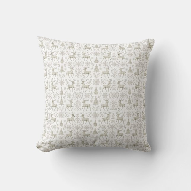 Coussin Motif de Noël rustique moderne argent/blanc (Recto)
