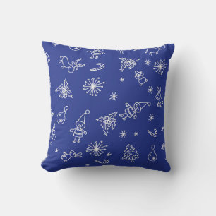 Coussin motif de noël sur bleu et rouge arrière - plan, do