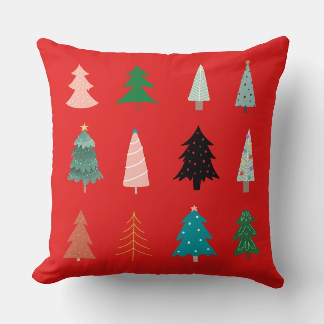 Coussin Motif de Noël vert bleu rose et rouge classique (Recto)