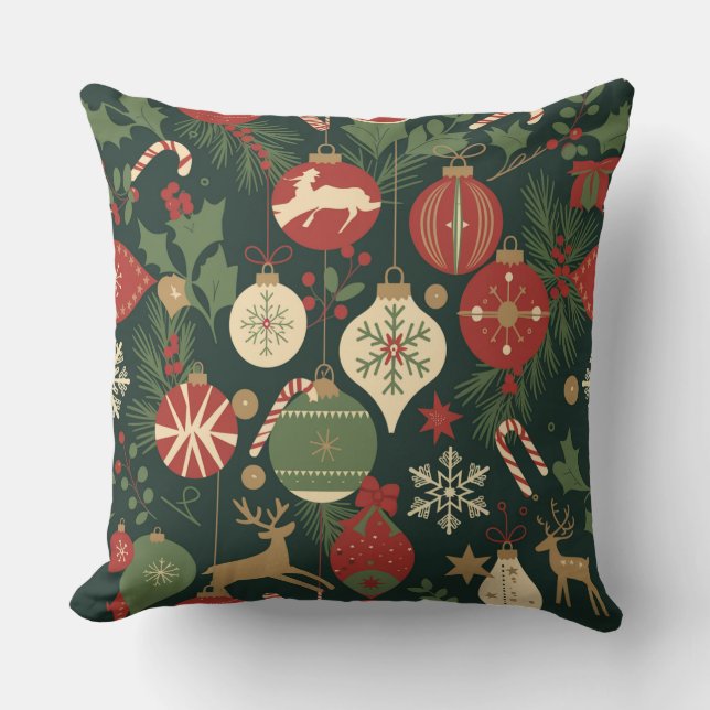 Coussin Motif de Noël Vintage (Recto)