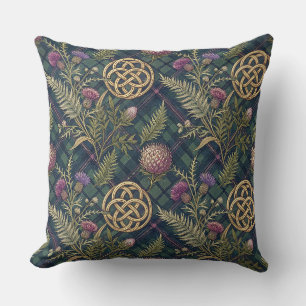 Coussin Motif de nœud celtique et chardon écossais doré
