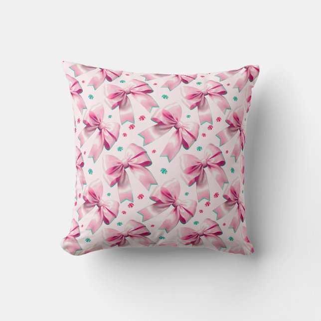Coussin Motif de nœud coquette rose (Recto)