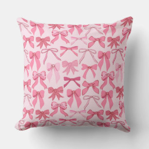Coussin Motif de noeuds à ruban rose charmant tendance