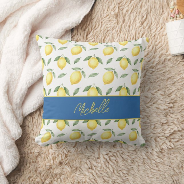 Coussin Motif de nom de monogramme de citron (Couverture)