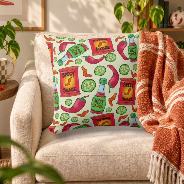 Coussin Motif de Nourriture Épicée Enjoué (Créateur téléchargé)