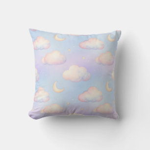 Coussin Motif de Nuages et de Lune Croissante dans un Rêve