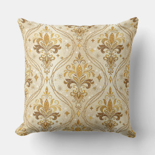 Coussin Motif de palais royal en damas doré pailleté luxue