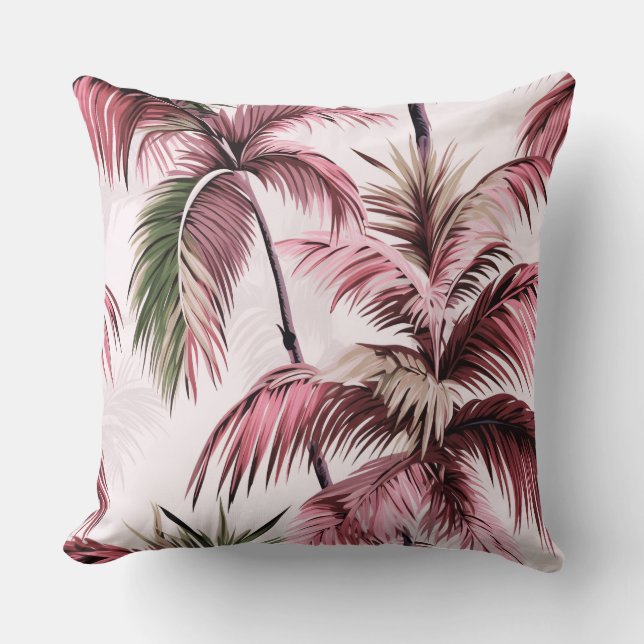 Coussin Motif de palme Ethereales rosé (Recto)