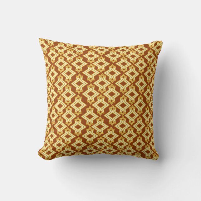Coussin Motif de papier peint d'art déco, brun d'or (Recto)