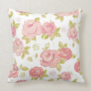 Coussin Motif de papier peint d'élégance des roses roses