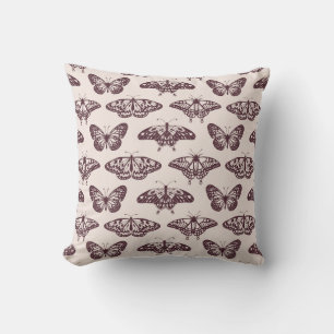 Coussin Motif de papillon et de papillon complexe