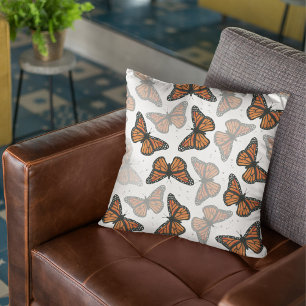 Coussin Motif de papillons botaniques modernes