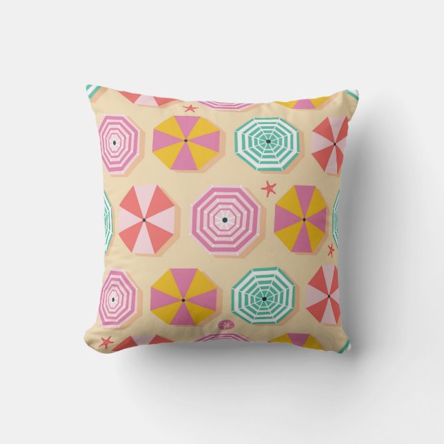 Coussin Motif de parasols de plage vibre (Recto)