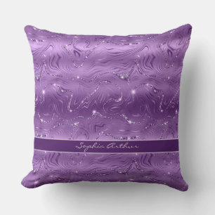 Coussin Motif de Parties scintillant en argent violet de l
