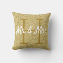 Motif de Parties scintillant or Monogram Cushion