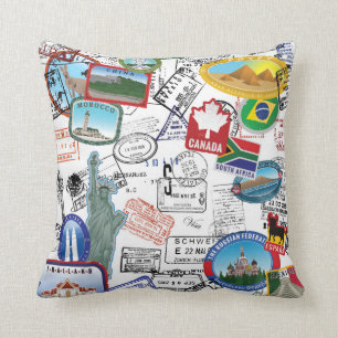 Coussin Motif de passeport du monde