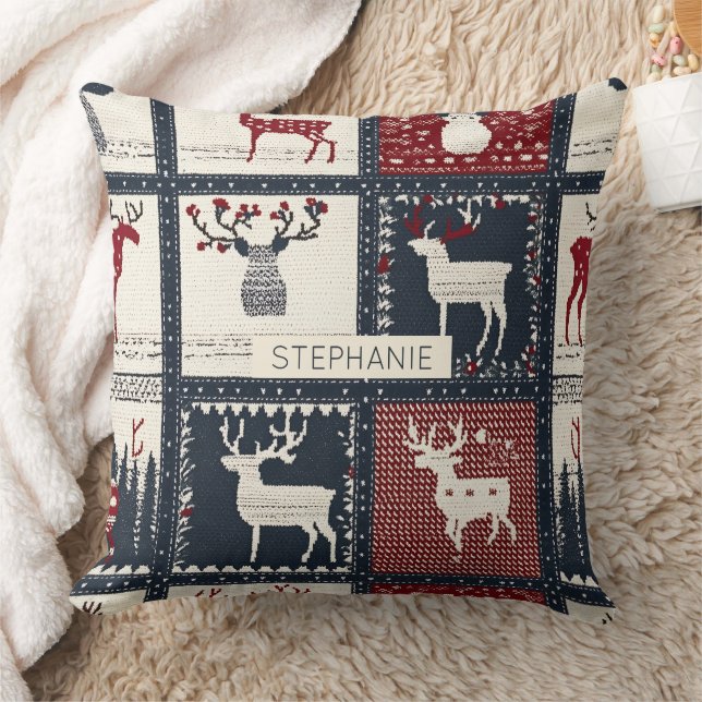 Coussin Motif de patchwork à noeud rustique | nordique (Couverture)