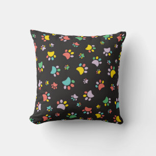 Coussin Motif de pattes de chien colorées