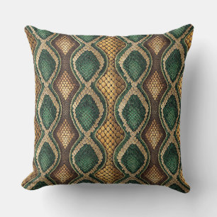 Coussin Motif de peau de serpent diamanté émeraude et or