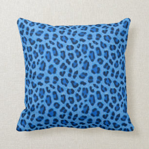 Coussin Motif de peau Poster de animal léopard bleu