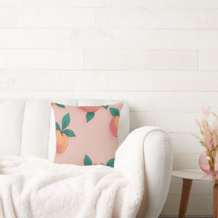 Coussin Motif de pêche coloré sur un arrière - plan rose d