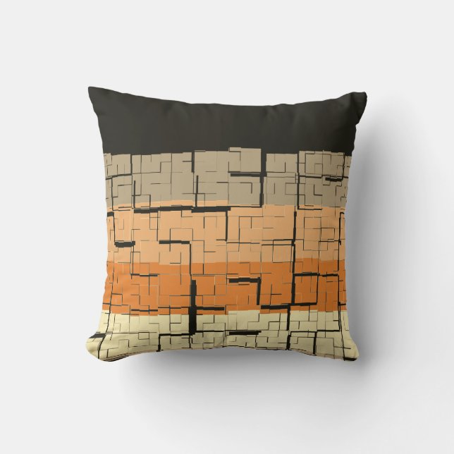 Coussin Motif de pêche cool gris-noir orange jaune (Recto)