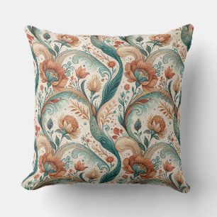 Coussin Motif de peinture murale florale Art nouveau vinta