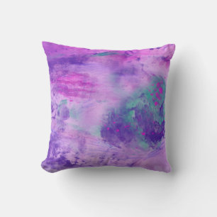 Coussin Motif de peinture rose bleu et violet