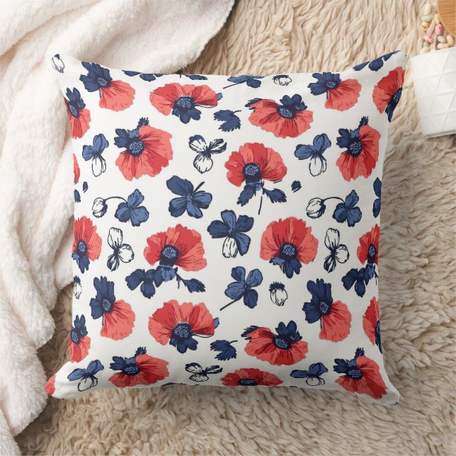 Coussin Motif de pépites d'aquarelle - Rouge, Bleu et Blan (Couverture)