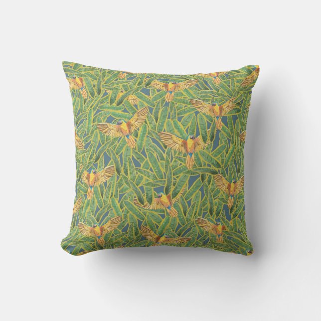 Coussin Motif de perroquet Feuille vert tropical (Recto)