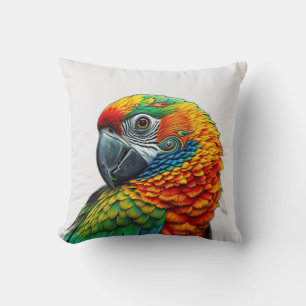 Coussin Motif de perroquet kaléidoscopique dynamique
