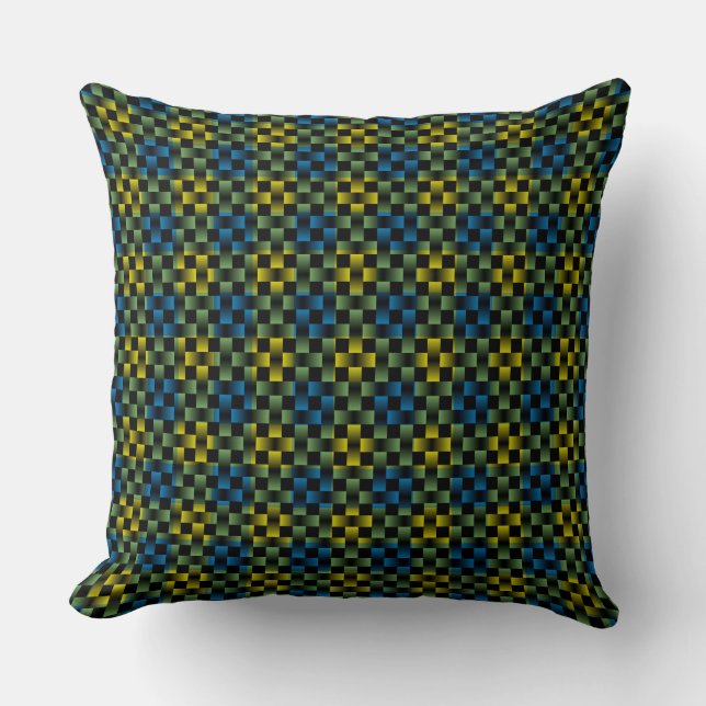 Coussin Motif de pesage bleu Jaune Vert Plaid (Recto)